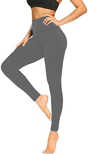 High Waisted Womens Black Workout Leggings - Running Tummy Control Yoga Pants